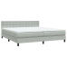 Cama box spring con colchón terciopelo gris claro 200x220 cm