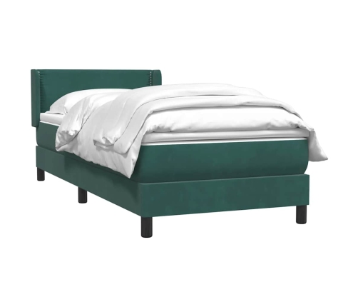 Cama box spring con colchón terciopelo verde oscuro 200x220 cm