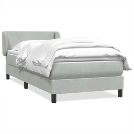 Cama box spring con colchón terciopelo gris claro 80x210 cm