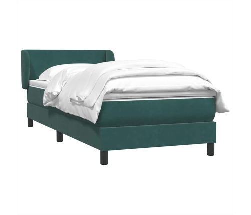 Cama box spring con colchón terciopelo verde oscuro 80x210 cm