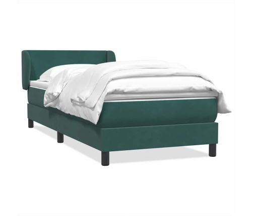 Cama box spring con colchón terciopelo verde oscuro 80x210 cm