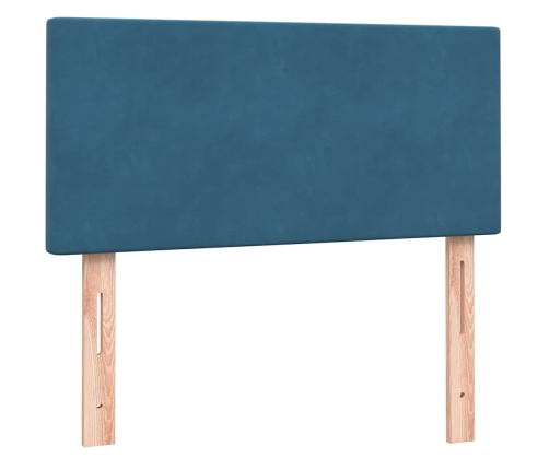 Cama box spring con colchón terciopelo azul oscuro 80x210 cm