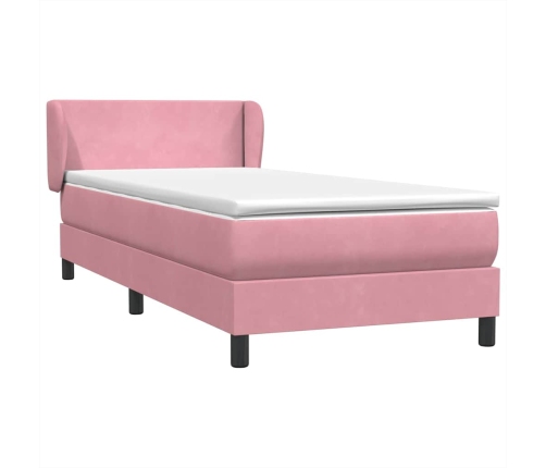 Cama box spring con colchón terciopelo rosa 80x210 cm