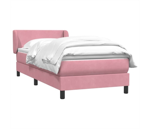 Cama box spring con colchón terciopelo rosa 80x210 cm