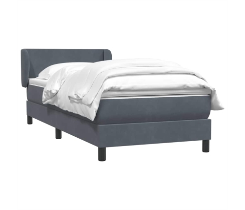 Cama box spring con colchón terciopelo gris oscuro 90x210 cm