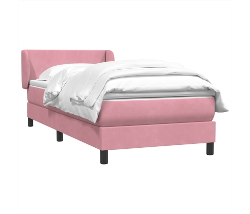 Cama box spring con colchón terciopelo rosa 90x210 cm