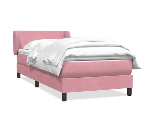 Cama box spring con colchón terciopelo rosa 90x210 cm