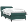 Cama box spring con colchón terciopelo verde oscuro 100x210 cm