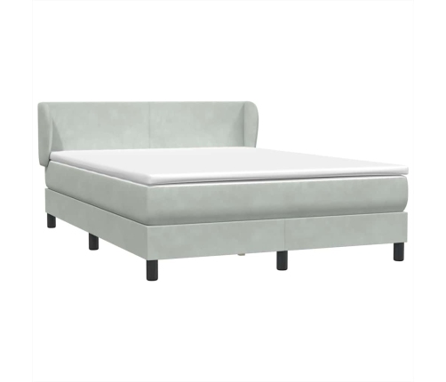 Cama box spring con colchón terciopelo gris claro 140x210 cm