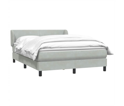 Cama box spring con colchón terciopelo gris claro 140x210 cm