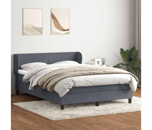 Cama box spring con colchón terciopelo gris oscuro 140x210 cm