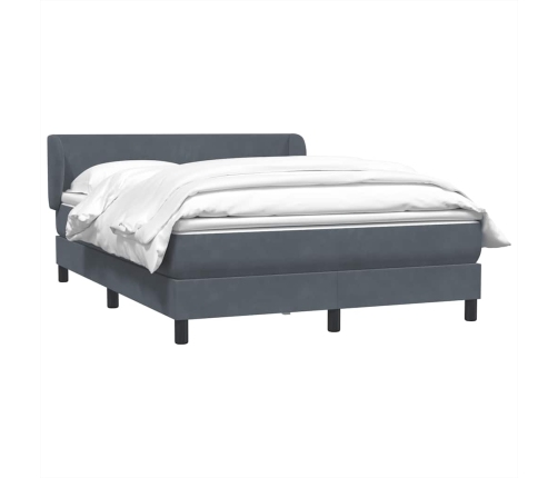 Cama box spring con colchón terciopelo gris oscuro 140x210 cm