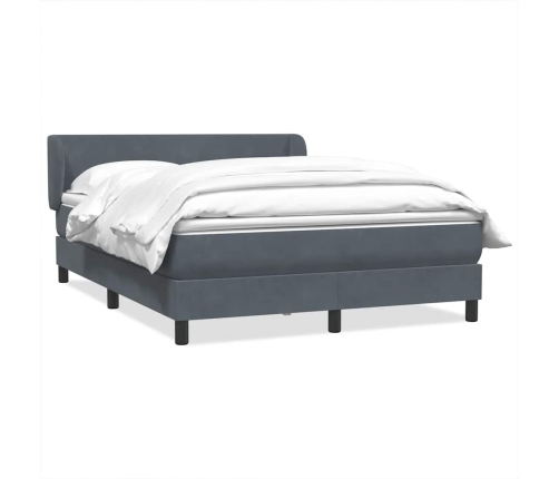 Cama box spring con colchón terciopelo gris oscuro 140x210 cm