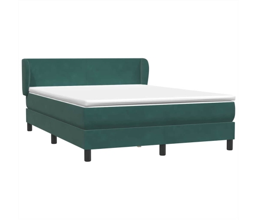 Cama box spring con colchón terciopelo verde oscuro 140x210 cm