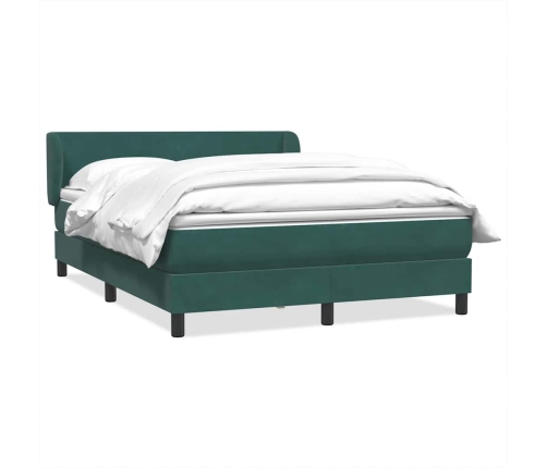 Cama box spring con colchón terciopelo verde oscuro 140x210 cm