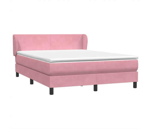 Cama box spring con colchón terciopelo rosa 140x210 cm