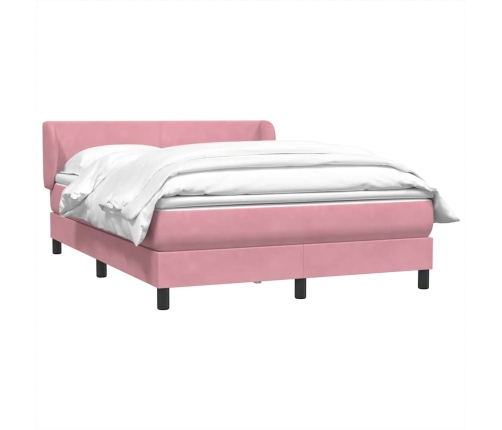 Cama box spring con colchón terciopelo rosa 140x210 cm