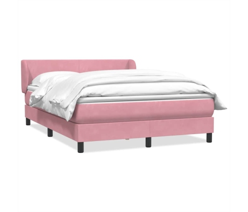 Cama box spring con colchón terciopelo rosa 140x210 cm