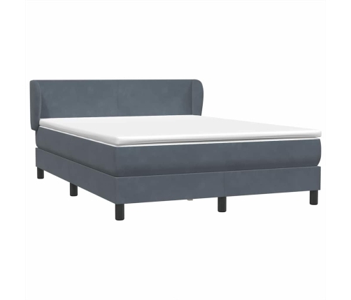 Cama box spring con colchón terciopelo gris oscuro 160x210 cm