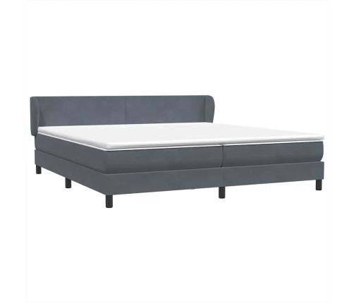 Cama box spring con colchones terciopelo gris oscuro 180x210 cm