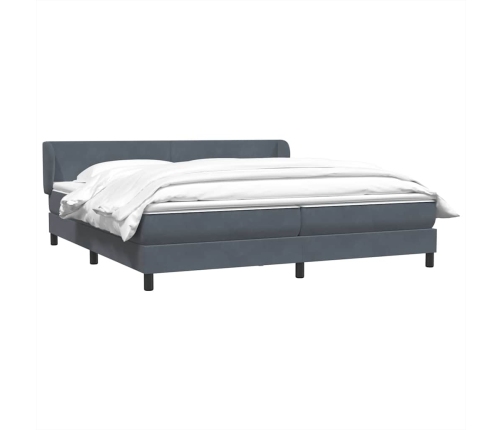 Cama box spring con colchones terciopelo gris oscuro 180x210 cm