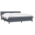 Cama box spring con colchones terciopelo gris oscuro 180x210 cm