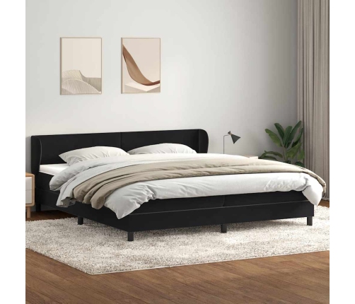 Cama box spring con colchones terciopelo negro 180x210 cm