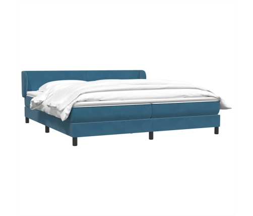 Cama box spring con colchones terciopelo azul oscuro 180x210 cm