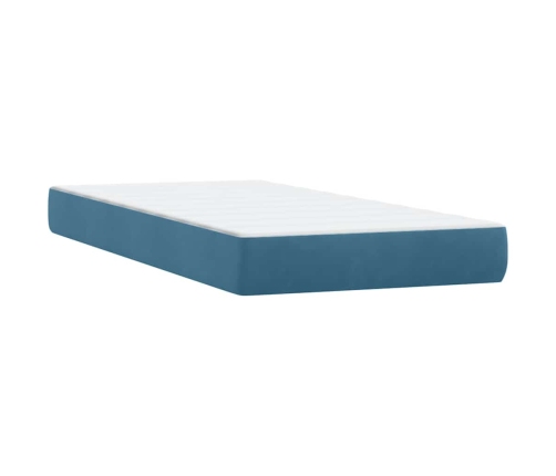 Cama box spring con colchones terciopelo azul oscuro 180x210 cm