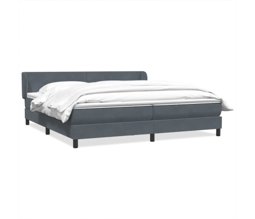 Cama box spring con colchones terciopelo gris oscuro 200x210 cm