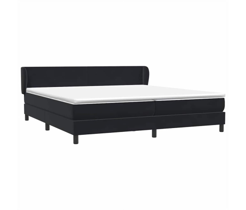 Cama box spring con colchones terciopelo negro 200x210 cm