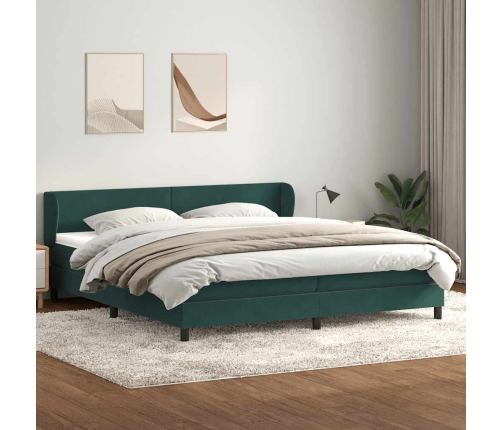 Cama box spring con colchones terciopelo verde oscuro 200x210cm