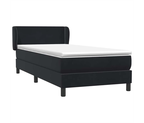 Cama box spring con colchón terciopelo negro 100x220 cm