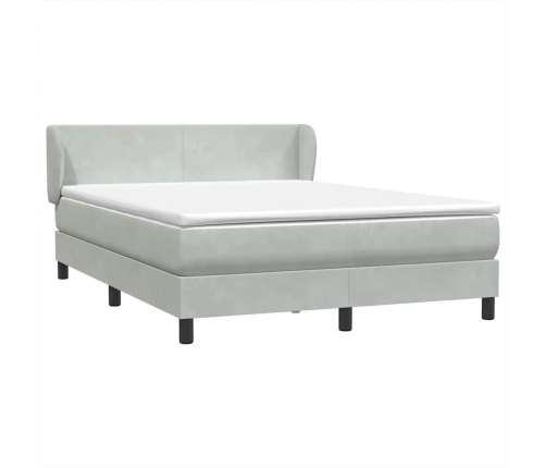 Cama box spring con colchón terciopelo gris claro 140x220 cm