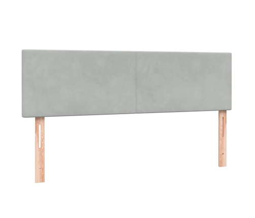 Cama box spring con colchón terciopelo gris claro 140x220 cm