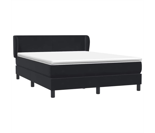 Cama box spring con colchón terciopelo negro 140x220 cm