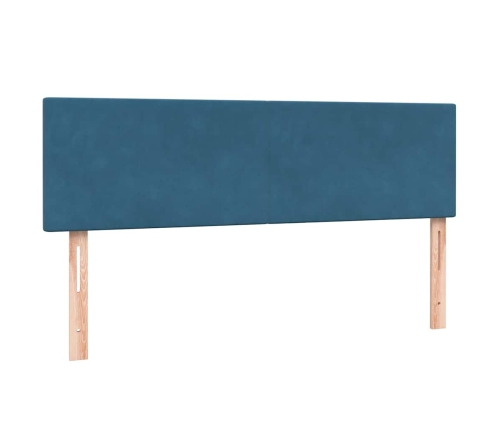 Cama box spring con colchón terciopelo azul oscuro 140x220 cm