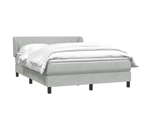 Cama box spring con colchón terciopelo gris claro 160x220 cm