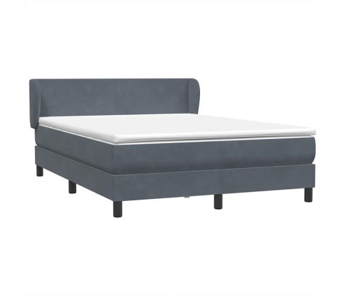 Cama box spring con colchón terciopelo gris oscuro 160x220 cm