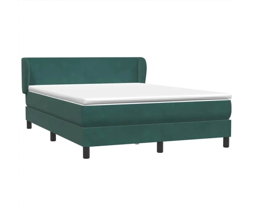 Cama box spring con colchón terciopelo verde oscuro 160x220 cm