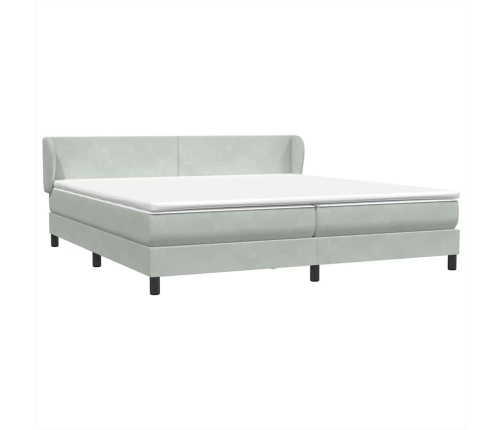 Cama box spring con colchones terciopelo gris claro 180x220 cm