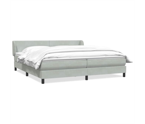 Cama box spring con colchones terciopelo gris claro 180x220 cm