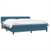 Cama box spring con colchones terciopelo azul oscuro 180x220 cm