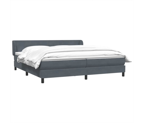 Cama box spring con colchones terciopelo gris oscuro 200x220 cm