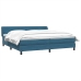 Cama box spring con colchones terciopelo azul oscuro 200x220 cm