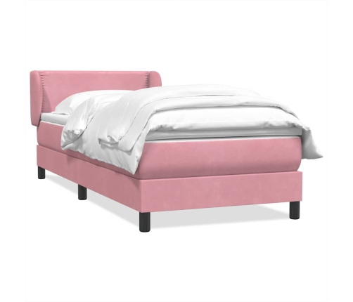 Cama box spring con colchón terciopelo rosa 80x210 cm