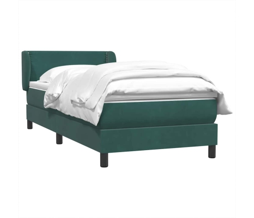 Cama box spring con colchón terciopelo verde oscuro 90x210 cm