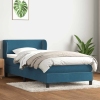 Cama box spring con colchón terciopelo azul oscuro 90x210 cm