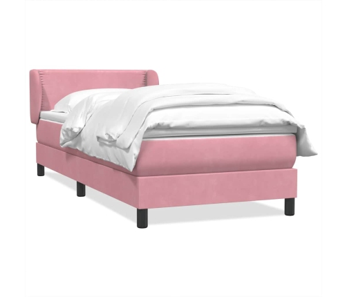 Cama box spring con colchón terciopelo rosa 90x210 cm