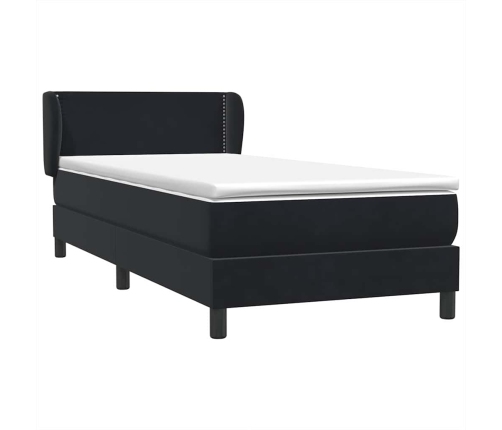 Cama box spring con colchón terciopelo negro 100x210 cm